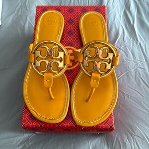 Tory Burch Metal Miller Calf Leather Sandals - Size 10
